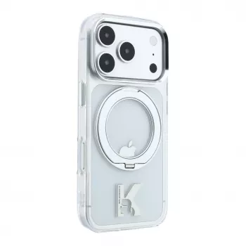 Karl Lagerfeld IML Ring Stand 360 Kameo Metal MagSafe hoes voor iPhone 18 Pro / 17 Pro - transparant