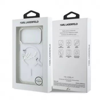 Karl Lagerfeld IML Karl Script Logo MagSafe harde hoes voor Apple iPhone 18 Pro, transparant