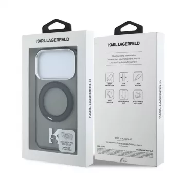 Karl Lagerfeld iPhone 18 Pro / 17 Pro MagSafe IML Ring Stand 360 Kameo Metal hoes - zwart