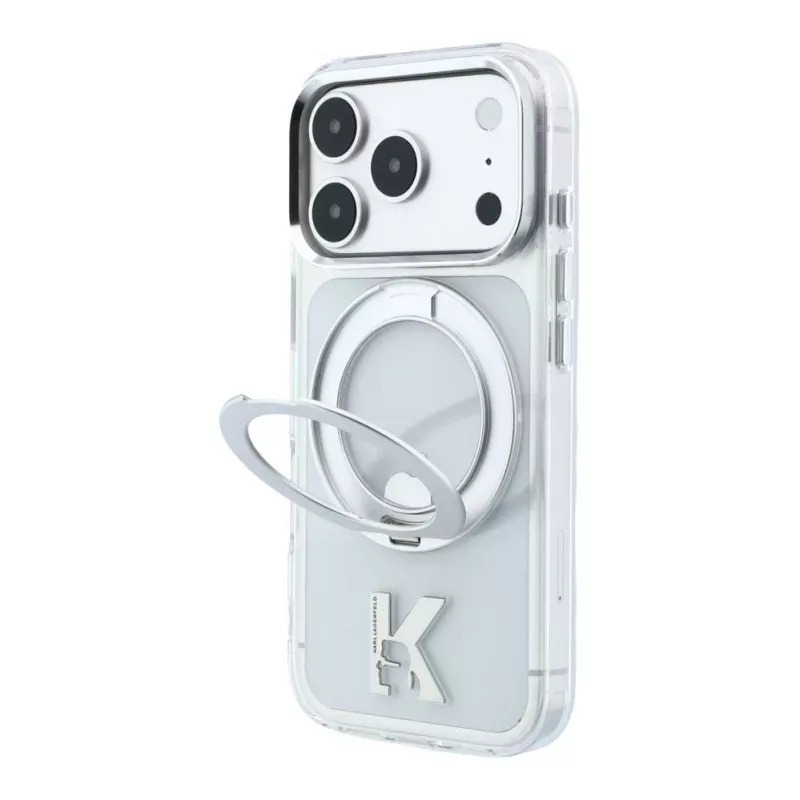 Karl Lagerfeld iPhone 18 Pro Max / 17 Pro Max MagSafe IML Ring Stand 360 Kameo Metal transparante hoes