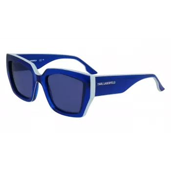 KARL LAGERFELD KL6143S-400 dames vierkante acetaat zonnebril, donkerblauw montuur, grijze verloopglazen, 53 mm