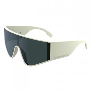 KARL LAGERFELD KL6209S-105 Unisex hoekige zonnebril, glanzend zwart montuur, grijze glazen, 65/19/140 mm