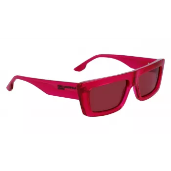KARL LAGERFELD KLJ6147S unisex vierkante zonnebril - zwart acetaat montuur, grijze polycarbonaat glazen, 56 mm