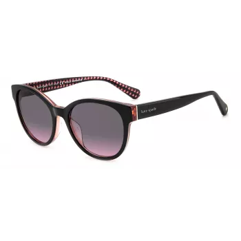 KATE SPADE dames Nathalie GS807 zonnebril - zwart acetaat montuur, grijs verlopende glazen, 55/17/140 mm
