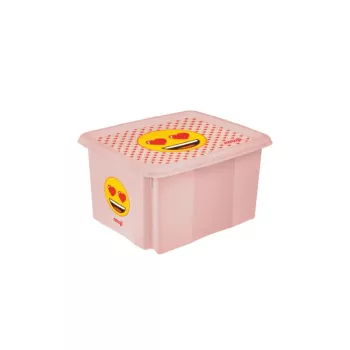 keeeper box met deksel 15L Karolina 'Emoji Hearts' 38x29,5x20,5cm roze