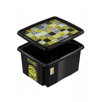 keeeper box met deksel 15L Karolina „Minions Mosaic“ 38x29,5x20,5cm zwart