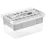 keeeper box met deksel en organizer Henri 23x35x17cm 9L lichtgrijs/transparant