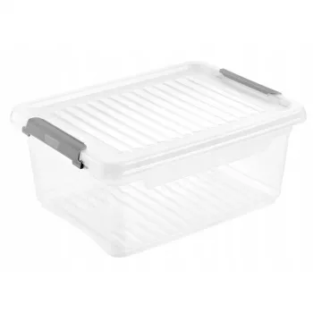 keeeper clipbox Leonie opbergbox met deksel, 11,4 L, transparant, stapelbaar, levensmiddelenecht, BPA-vrij, clipsluiting, 37,5 x 28,5 x 16 cm