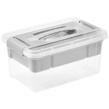 keeeper Henri opbergbox met deksel en organizer, 5 L, lichtgrijs/transparant, 29 x 19 x 14 cm