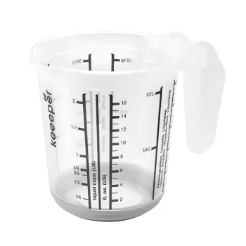 KEEPER maatbeker met antislipfunctie 0,5L Massimo Ø10,5x11,5cm transparant/grijs