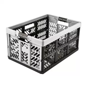keeeper Profi opvouwbare box ben, 45 L, Light Silver – draagvermogen 50 kg, opvouwbaar & stapelbaar, ruimtebesparende opbergbox met soft-grip handgrepen, PP/TPE, 54 x 37 x 28 cm