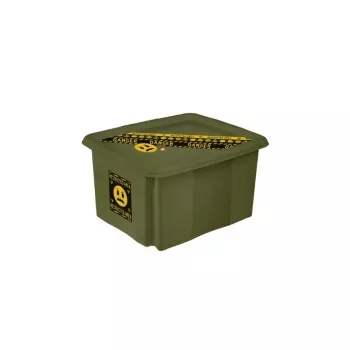 keeeper opbergbox met deksel 15L Karolina 'Emoji Danger' 38x29,5x20,5cm olijfgroen