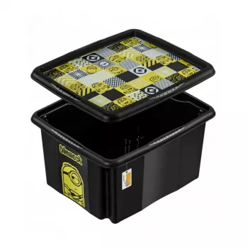 keeeper opbergbox met deksel 24L Karolina Minions Mosaic, zwart, 42,5 x 35,5 x 22,5 cm