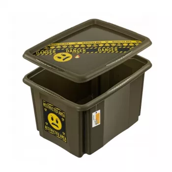keeeper opbergbox met deksel 30L Karolina „Emoji Danger“ 45x35x27cm olijf