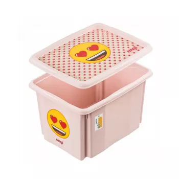 keeeper opbergbox met deksel 30L Karolina „Emoji Hearts“ 45x35x27cm roze