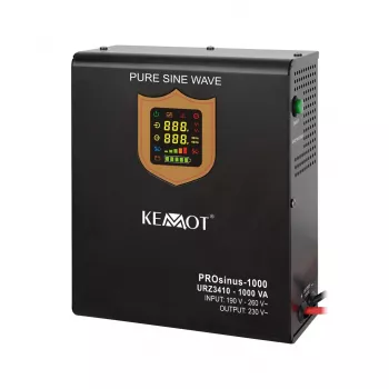 KEMOT PROsinus-1000 wandgemonteerde onderbrekingsvrije stroomvoorziening 1000VA/700W zuivere sinusgolf 12V 230V
