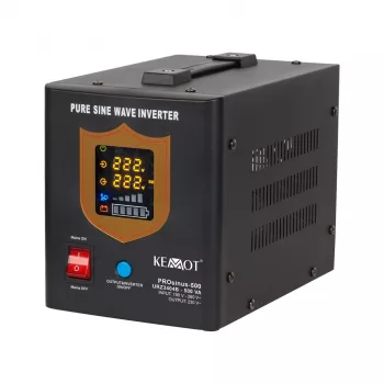 KEMOT PROsinus-500 UPS, zuivere sinusgolf, 12V 230V 500VA/300W, zwart