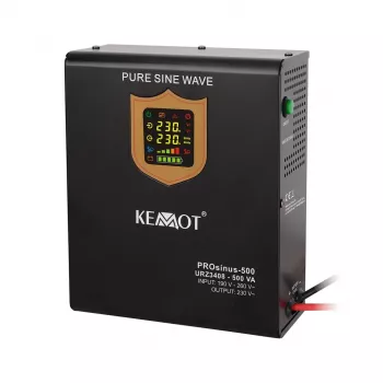 KEMOT PROsinus-500 wandgemonteerde noodstroomvoorziening, zuivere sinusgolf, 12V 230V 500VA/300W