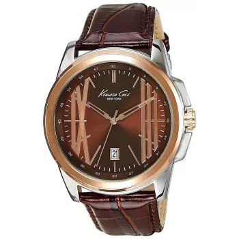KENNETH COLE heren automatisch skeleton horloge IKC8096 - 44mm roestvrijstalen behuizing, zwarte leren band