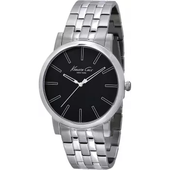 KENNETH COLE heren IKC9231 analoog quartz horloge 43mm zwarte wijzerplaat leren band