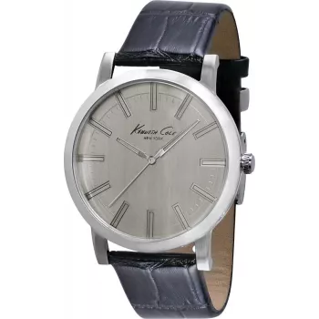 KENNETH COLE herenhorloge IKC1931 44mm roestvrijstalen kast blauwe wijzerplaat bruin leer