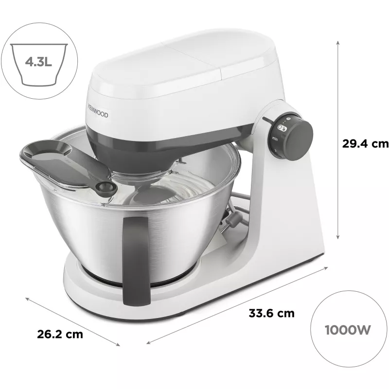 KENWOOD Multi-Tasker KHC30.000WH keukenmachine (grijs/wit, 1000 W, 4,3 L kom)