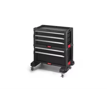 KETER BOOKCASE 5 DRAWERS gereedschapskist set modulaire rolbare gereedschapskist zwart en rood