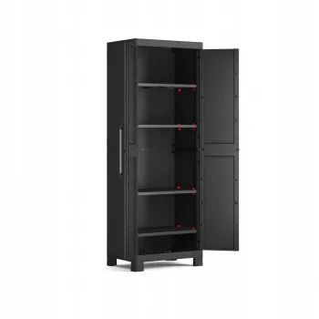 Keter Detroit Kledingkast 62x182x45cm met verdeelde legplanken - Zwart/Grijs