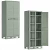 KETER Utility Storage Cabinet met 4 verstelbare legplanken, Groen/Beige, 11011559