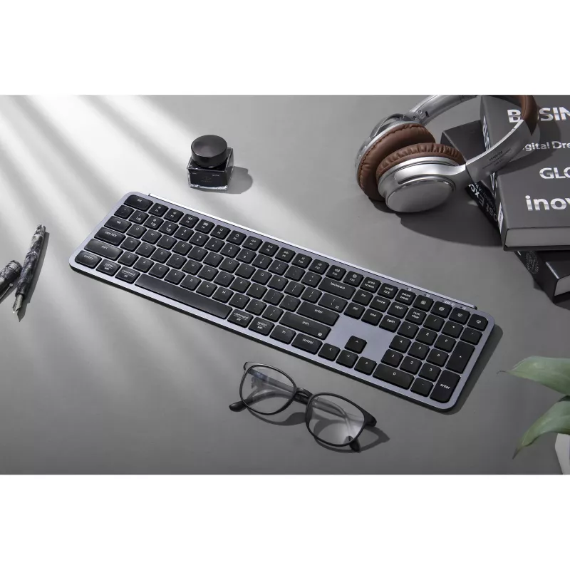 KEYCHRON B6 Pro Low-Profile draadloos mechanisch toetsenbord (grijs/zwart, Duitse layout, scissor switch)