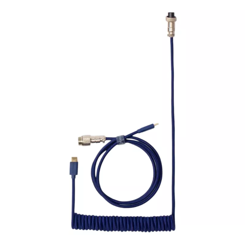 Keychron Coiled Aviator Blue Cable USB-C naar USB-A met GX16 4-pins afneembare connector, 200 cm