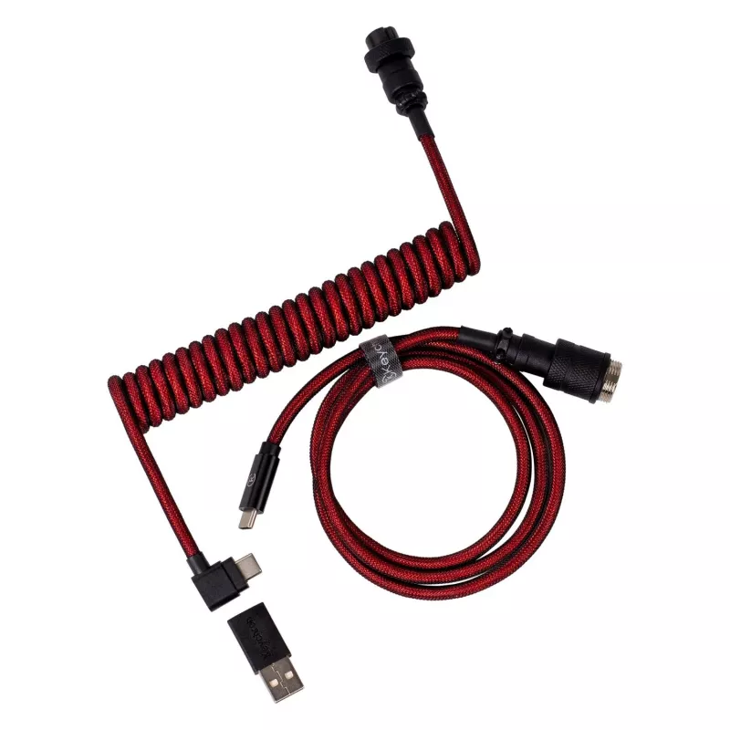 Keychron coiled aviator-kabel - rood (USB-A naar USB-C, 2m, afneembare GX12)