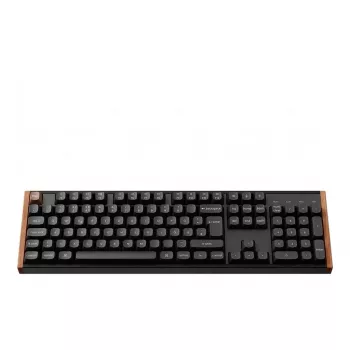 Keychron K10 HE draadloos magnetisch toetsenbord met switches Duitse layout (zwart/hout, DE-layout, Gateron Double-Rail Magnetic Nebula, hot-swap, aluminium frame, RGB)