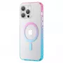 Kingxbar PQY Ice Crystal Series magnetische case voor iPhone 14 Pro MagSafe roze en blauw