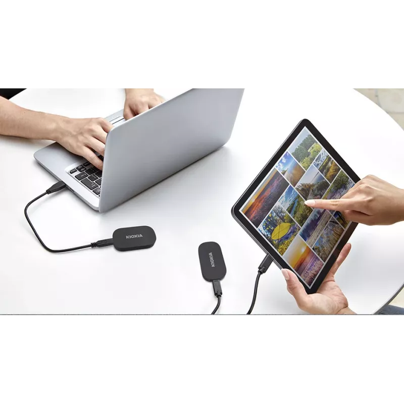 KIOXIA EXCERIA PLUS G2 500GB draagbare externe SSD USB 3.2 Gen 2 USB-C 256-bit AES hardware-encryptie TCG Opal 2.01