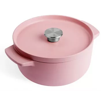KitchenAid gietijzeren braadpan met deksel 22 cm, roze