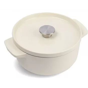 KitchenAid gietijzeren braadpan met deksel 22 cm, amandelcrème
