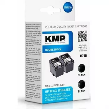 KMP DOUBLEPACK H75D - 2-pack - 8 ml - XL - zwart - compatibel inktpatroon (alternatief voor HP 301XL, HP CH563EE) voor HP DeskJet 1000, 1010, 1050 AiO, 1050A AiO, 1510 AiO, 2000, 2050 AiO, 2050A AiO, 2510 AiO, 2540 AiO, 3000, 3050 AiO, 3050A eAiO