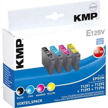 KMP E125V compatibele inktpatronen 3-pack – cyaan, magenta, geel voor Epson Stylus SX230, SX235, SX430, SX438, WorkForce WF-3520, WF-3530, WF-3540, WF-7015, WF-7515, WF-7525 1617,4050