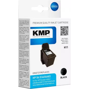 KMP H11 Compatibele inktcartridge zwart 19 ml voor HP 56 C6656AE