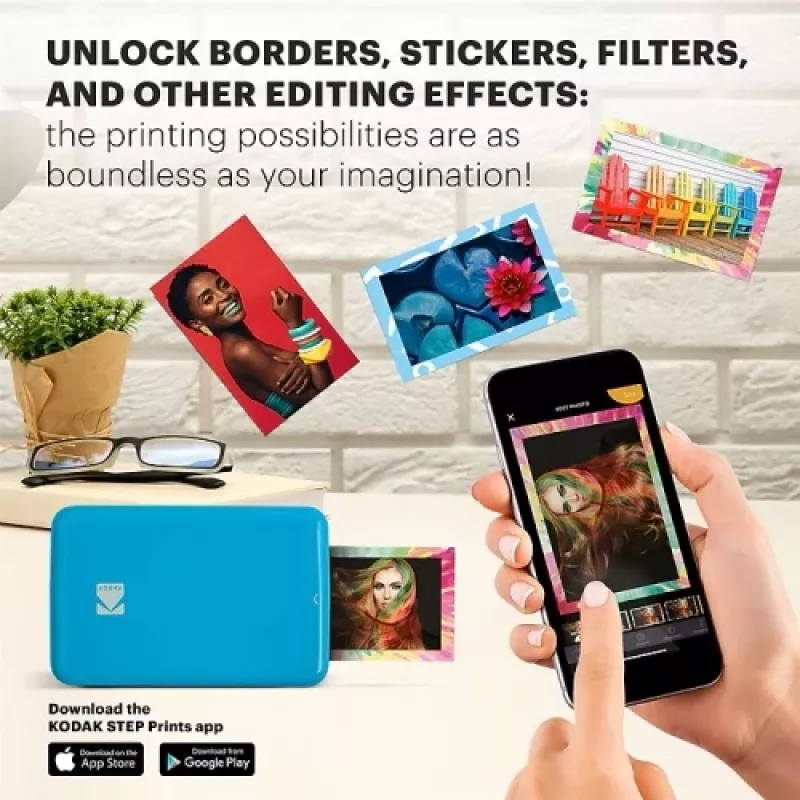 KODAK STEP Instant Mobile Photo Printer - kleur ZINK 2x3 inch - 1 ppm - Bluetooth - blauw