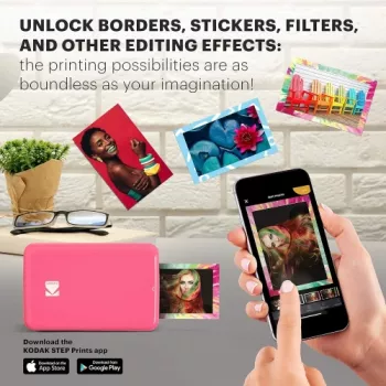 KODAK STEP Instant Mobiele Fotoprinter - ZINK 2x3 inch - 1 ppm - Bluetooth - Roze