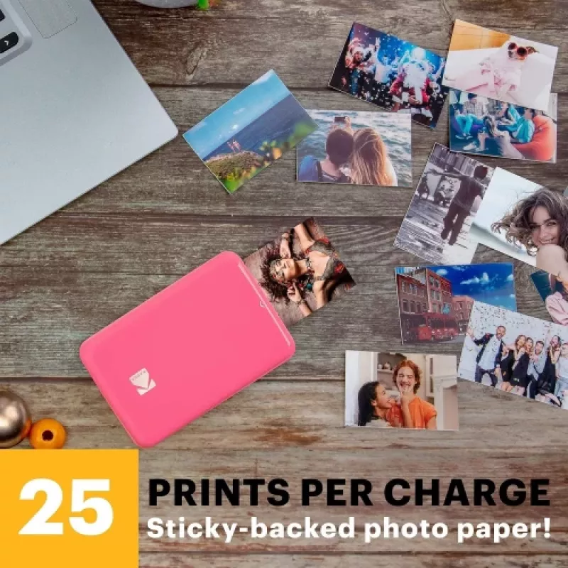 KODAK STEP Instant Mobiele Fotoprinter - ZINK 2x3 inch - 1 ppm - Bluetooth - Roze