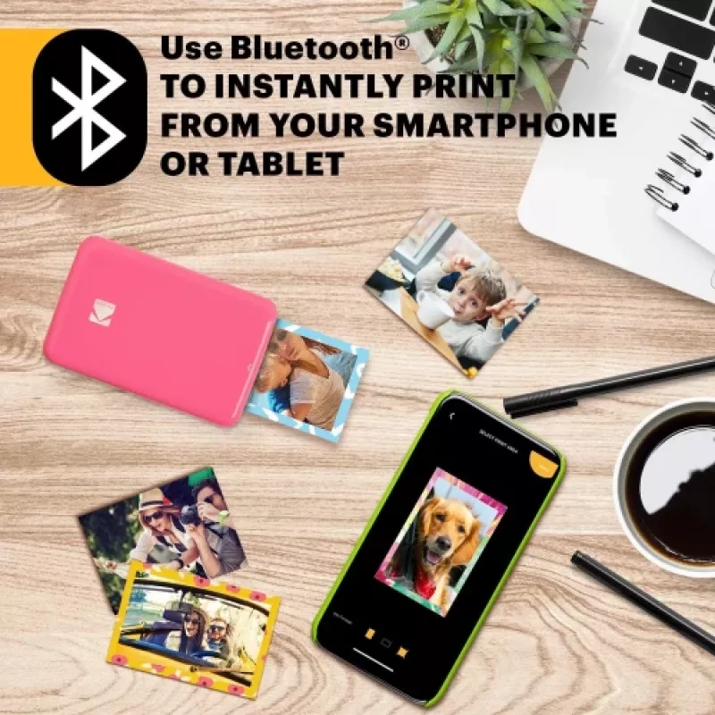 KODAK STEP Instant Mobiele Fotoprinter - ZINK 2x3 inch - 1 ppm - Bluetooth - Roze