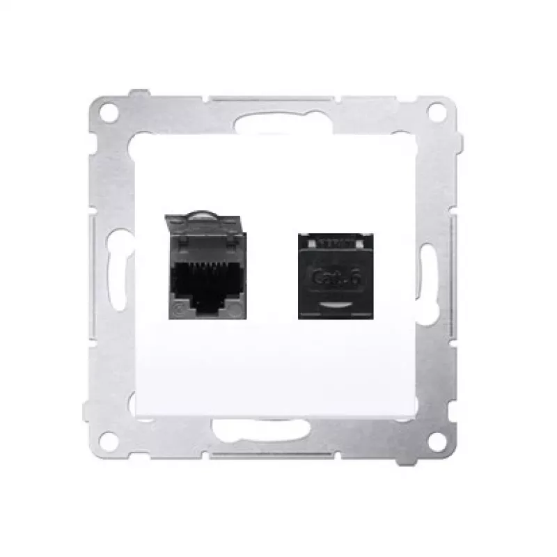 KONTAK-SIMON D62.01/11 2-poorts Cat.6 UTP computerstopcontact met stofkapjes, wit