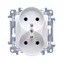 KONTAK-SIMON Kontakt Simon 10 Dubbele Witte Stopcontact met Aarding, Schroefklemmen, 16A 250V, type E, Inbouwmontage
