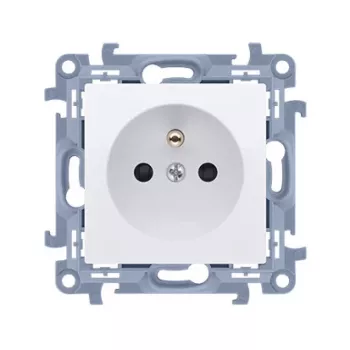 KONTAK-SIMON Simon 10 witte Enkele Stopcontact met Aarding en Kinderbeveiliging, Quick-Connect, 16A 250V