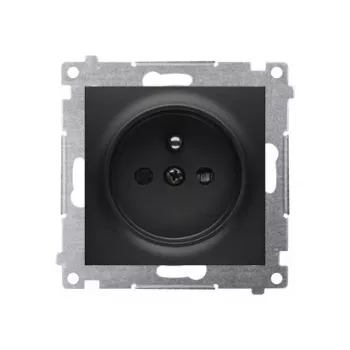 KONTAK-SIMON Simon 54 stopcontactmodule zwart mat, 1x Type F, kinderveiligheid, schroefklemmen 16A 250V