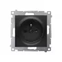 KONTAK-SIMON Simon 54 stopcontactmodule zwart mat, 1x type F, kinderveiligheid, schroefklemmen 16A 250V