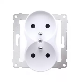 KONTAK-SIMON Simon 54 dubbel stopcontact wit 16A 250V met shutters schroefklemmen